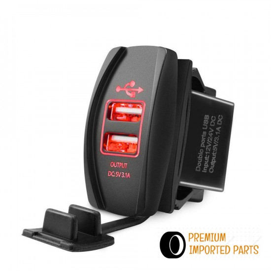 Motorcycle/Car/Atv/Utv 3.1A Dual USB Port Charger Socket Outlet 12V LED Waterproof 